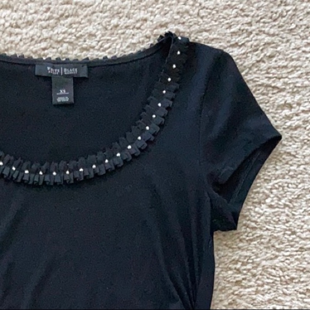 White House Black Market Black Embellished Tee - Picture 3 of 6